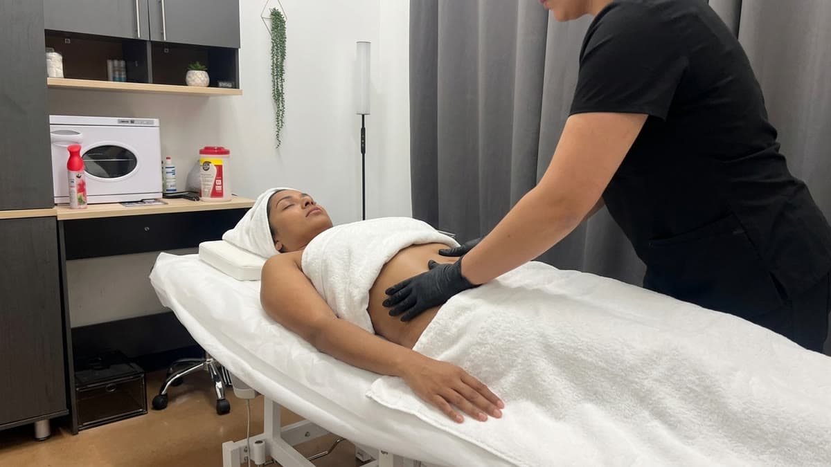 Before and after lymphatic drainage results.